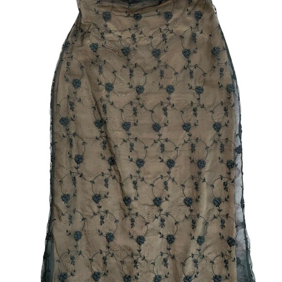 Lucy Agnes Silk Embroidered Sheer Strapless Gown Black M Vampire Witchy Romantic - Picture 4 of 11